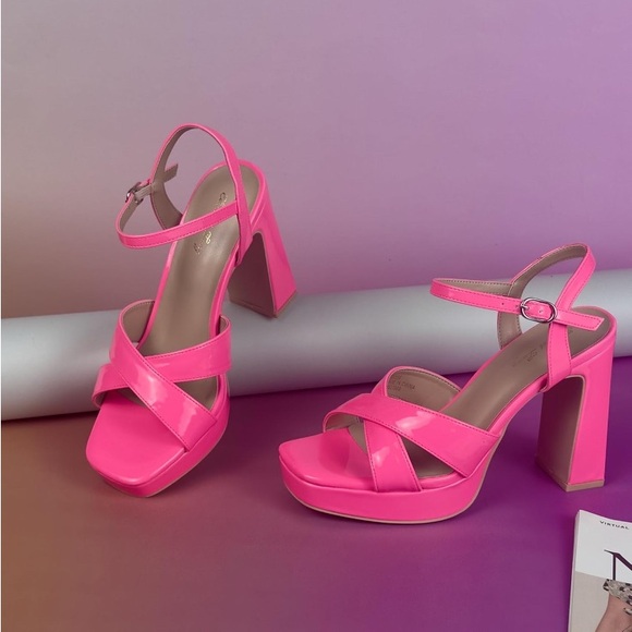 Elisabet Tang Chunky Platform Heeled Sandals for Women Sexy Square Toe Heels NWT - Picture 6 of 15